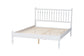 Baxton Studio Callison Spindle Platform Bed - Turned Farmhouse Bed Frame with Spoked Headboard and Sculpted Legs, White, Queen