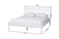 Baxton Studio Callison Spindle Platform Bed - Turned Farmhouse Bed Frame with Spoked Headboard and Sculpted Legs, White, Full