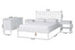Baxton Studio Denita Spindle 4-Piece Bedroom Set - Farmhouse Platform Bed with Matching Dresser and 1-Drawer Nightstands, White, Queen