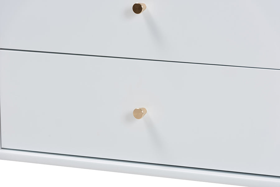 Baxton Studio Callison Spindle 5-Piece Bedroom Set - Farmhouse Platform Bed with Matching Dresser, Chest, and 2-Drawer Nightstands, White, Full
