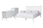 Baxton Studio Denita Spindle 4-Piece Bedroom Set - Farmhouse Platform Bed with Matching Dresser, Chest, and 1-Drawer Nightstand, White, Full