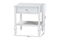 Baxton Studio Callison Spindle Nightstand - 1-Drawer Farmhouse Bedside Table with Open Shelf Storage and Turned Accents for Bedroom, White