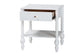 Baxton Studio Callison Spindle Nightstand - 1-Drawer Farmhouse Bedside Table with Open Shelf Storage and Turned Accents for Bedroom, White