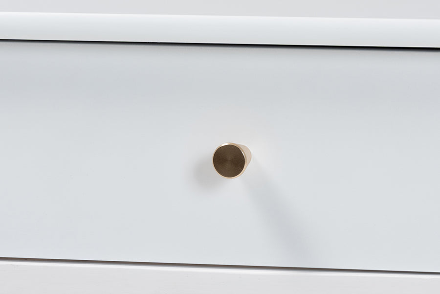 Baxton Studio Callison Spindle Nightstand - 1-Drawer Farmhouse Bedside Table with Open Shelf Storage and Turned Accents for Bedroom, White