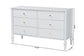 Baxton Studio Callison Spindle Dresser - 6-Drawer Farmhouse Horizontal Cabinet with Turned Accents for Bedroom, White