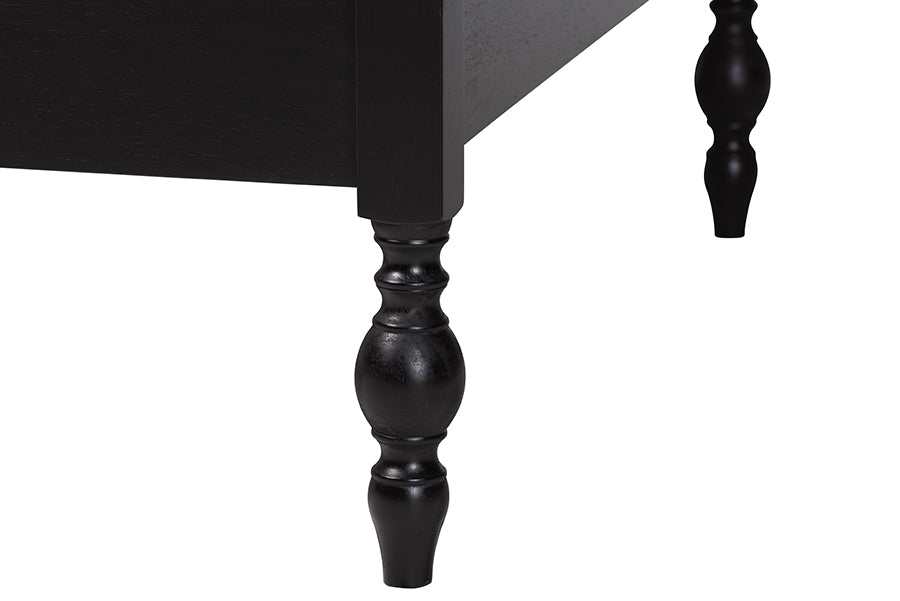 Baxton Studio Callison Spindle Daybed - Turned Farmhouse Sofa Bed with Spoked Frame Border for Living Room, Guest Room, or Kids Room, Black, Twin