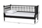 Baxton Studio Callison Spindle Daybed - Turned Farmhouse Sofa Bed with Spoked Frame Border for Living Room, Guest Room, or Kids Room, Black, Twin