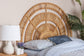 bali & pari Luna Natural Rattan Headboard - Handwoven Wicker Wall-Mount Headboard in Half-Moon Shape, Coastal Boho Bedroom Backdrop, Queen