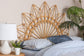 bali & pari Solara Natural Rattan Headboard - Handwoven Wicker Wall-Mount Headboard in Sunburst Shape, Coastal Boho Bedroom Backdrop, Queen