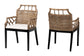 bali & pari Abiel Natural Rattan 2-Piece Dining Armchair Set with Cushion - Handwoven Wicker Chair with Mahogany Wood Frame, Coastal Boho Seating for Dining Room or Kitchen