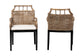 bali & pari Abiel Natural Rattan 2-Piece Dining Armchair Set with Cushion - Handwoven Wicker Chair with Mahogany Wood Frame, Coastal Boho Seating for Dining Room or Kitchen