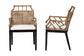 bali & pari Abiel Natural Rattan 2-Piece Dining Armchair Set with Cushion - Handwoven Wicker Chair with Mahogany Wood Frame, Coastal Boho Seating for Dining Room or Kitchen