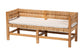bali & pari Ismael Accent Bench - Handwoven Seagrass Accent Seating with Mahogany Wood Frame, Raised Back Bench for Entryway or Living Room
