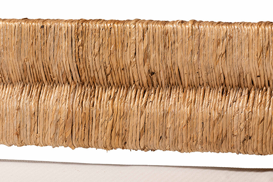 bali & pari Ismael Accent Bench - Handwoven Seagrass Accent Seating with Mahogany Wood Frame, Raised Back Bench for Entryway or Living Room