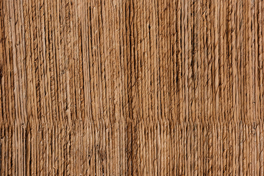 bali & pari Ismael Accent Bench - Handwoven Seagrass Accent Seating with Mahogany Wood Frame, Raised Back Bench for Entryway or Living Room