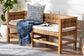 bali & pari Ismael Accent Bench - Handwoven Seagrass Accent Seating with Mahogany Wood Frame, Raised Back Bench for Entryway or Living Room