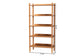 Baxton Studio Lucera Bobbin Display Shelf - 5-Tier Open Frame Vertical Bookcase with Spindle Posts for Living Room or Ofice, Oak Brown