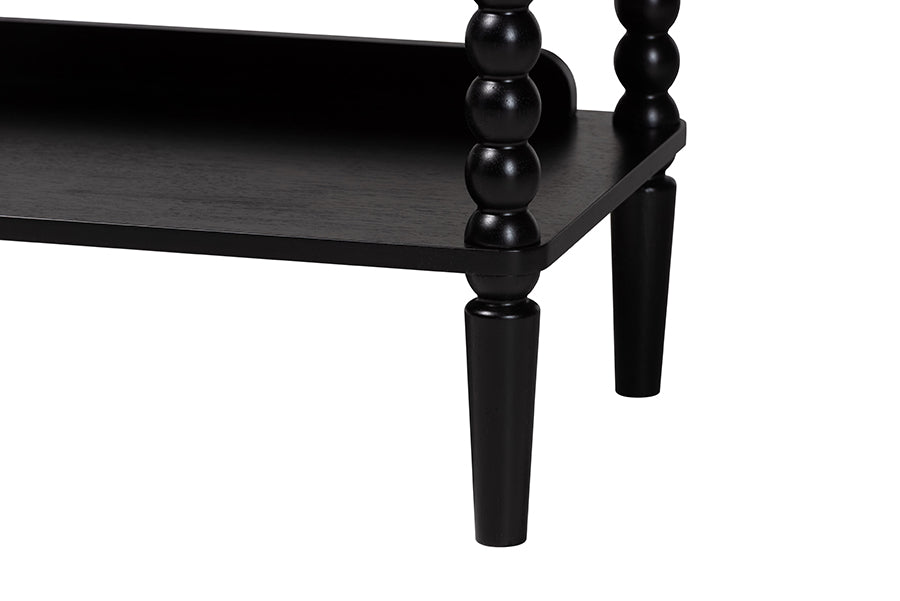 Baxton Studio Lucera Bobbin Display Shelf - 5-Tier Open Frame Vertical Bookcase with Spindle Posts for Living Room or Office, Black