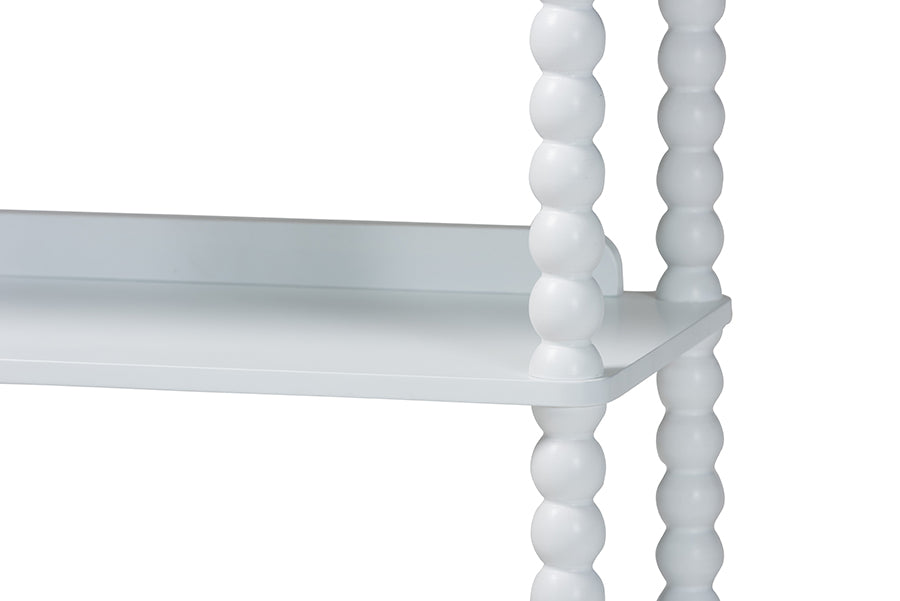 Baxton Studio Lucera Bobbin Display Shelf - 5-Tier Open Frame Vertical Bookcase with Spindle Posts for Living Room or Office, White