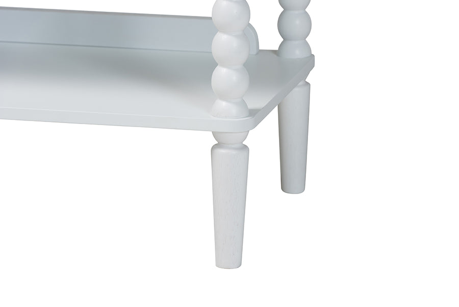 Baxton Studio Lucera Bobbin Display Shelf - 5-Tier Open Frame Vertical Bookcase with Spindle Posts for Living Room or Office, White