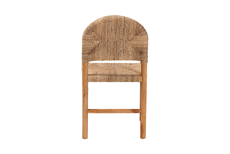bali & pari Cavo Handwoven Seagrass Dining Chair - Natural Fiber Wicker Side Chair with Mahogany Wood Frame, for Dining Room, Kitchen, or Accent Seating