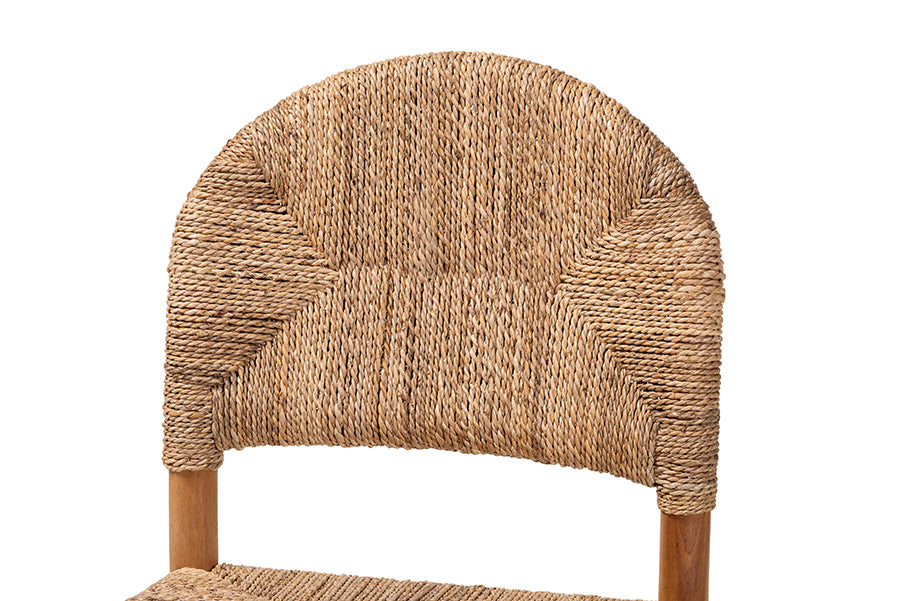 bali & pari Cavo Handwoven Seagrass Dining Chair - Natural Fiber Wicker Side Chair with Mahogany Wood Frame, for Dining Room, Kitchen, or Accent Seating