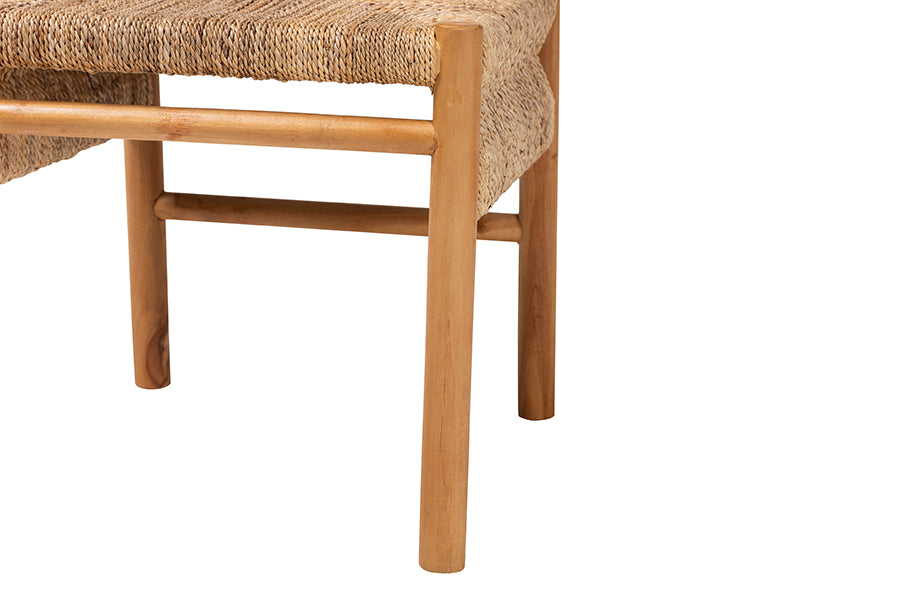 bali & pari Cavo Handwoven Seagrass Dining Chair - Natural Fiber Wicker Side Chair with Mahogany Wood Frame, for Dining Room, Kitchen, or Accent Seating