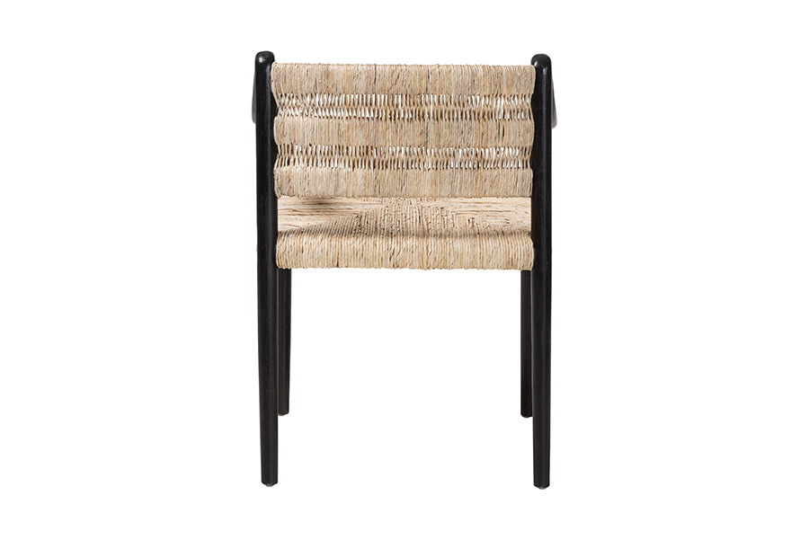 bali & pari Onda Handwoven Seagrass Dining Chair - Natural Fiber Wicker Armchair with Mahogany Wood Frame for Dining Room or Living Space
