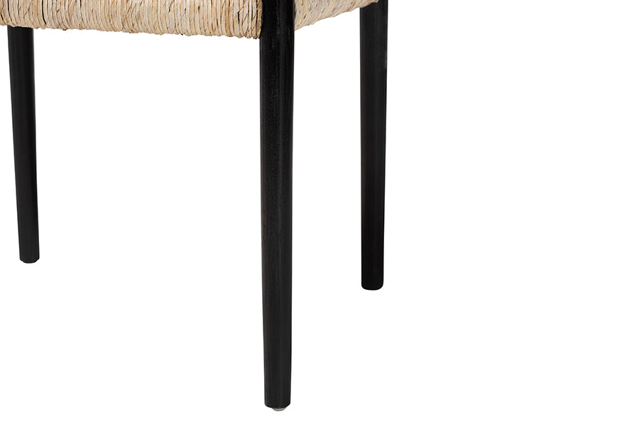 bali & pari Onda Handwoven Seagrass Dining Chair - Natural Fiber Wicker Armchair with Mahogany Wood Frame for Dining Room or Living Space