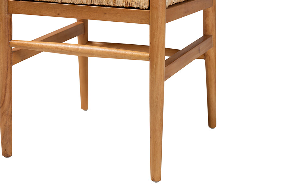 bali & pari Fika Dining Chair with Woven Seagrass Seat - Handwoven Wicker Armchair with Wishbone Backrest, Boho Coastal Seating