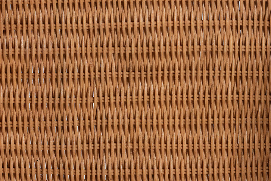 bali & pari Abigale Natural Rattan Dining Chair - Handwoven Wicker Accent Chair with Arms and Openwork Frame for Kitchen or Dining Room