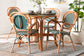 bali & pari Mattie Natural Rattan Bistro Dining Set - 5-Piece Cafe-Style Set with Round Table and 4 Matching Chairs, for Kitchen or Indoor/Outdoor Seating, Green