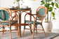 bali & pari Mattie Rattan Bistro Chair - Handwoven Cafe-Style Dining Chair with Curved Arms for Kitchen or Indoor/Outdoor Lounge, Green