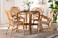 bali & pari Mattie Natural Rattan Bistro Dining Set - 5-Piece Cafe-Style Set with Round Table and 4 Matching Chairs, for Kitchen or Indoor/Outdoor Seating, Beige