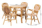 bali & pari Mattie Natural Rattan Bistro Dining Set - 5-Piece Cafe-Style Set with Round Table and 4 Matching Chairs, for Kitchen or Indoor/Outdoor Seating, Beige