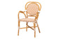 bali & pari Mattie Rattan Bistro Chair - Handwoven Cafe-Style Dining Chair with Curved Arms for Kitchen or Indoor/Outdoor Lounge, Beige