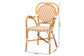 bali & pari Mattie Rattan Bistro Chair - Handwoven Cafe-Style Dining Chair with Curved Arms for Kitchen or Indoor/Outdoor Lounge, Beige