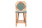 bali & pari Mattie Rattan Bistro Counter Stool - Handwoven Accent Seating with Backrest for Kitchen Island or Indoor/Outdoor Lounge, Green