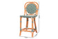 bali & pari Mattie Rattan Bistro Counter Stool - Handwoven Accent Seating with Backrest for Kitchen Island or Indoor/Outdoor Lounge, Green