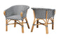 bali & pari Max Rattan Bistro 2-Piece Armchair Set - Handwoven Dining Chair with Curved Back and Sloping Arms For Kitchen or Indoor/Outdoor Lounge