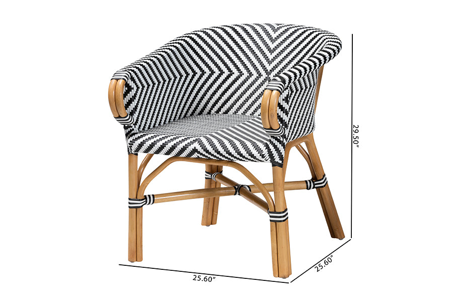 bali & pari Max Rattan Bistro 2-Piece Armchair Set - Handwoven Dining Chair with Curved Back and Sloping Arms For Kitchen or Indoor/Outdoor Lounge