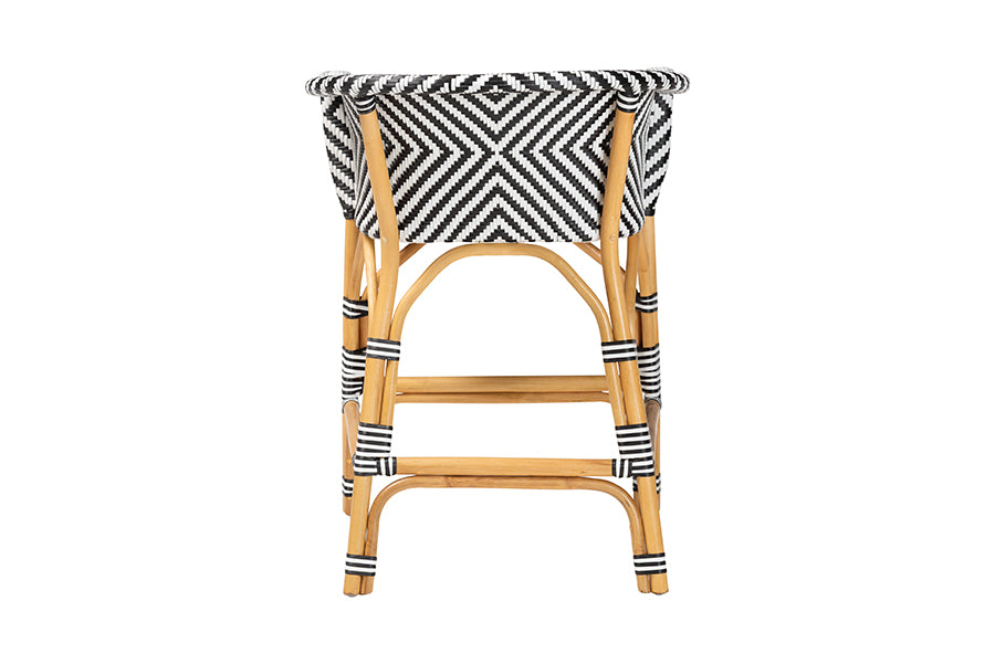 bali & pari Max Rattan Bistro Counter Stool - Handwoven Cafe-Style Accent Seating with Backrest For Kitchen Island or Indoor/Outdoor Lounge