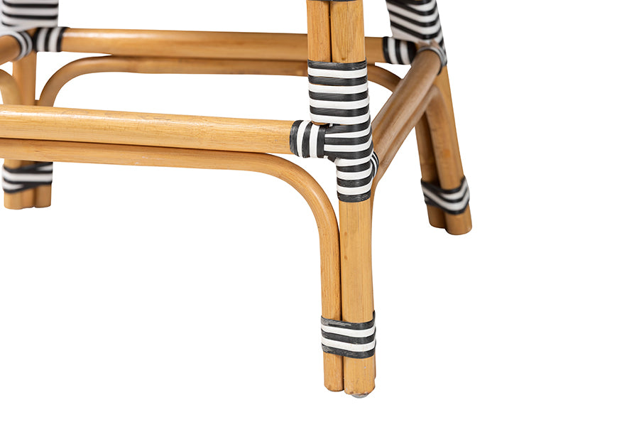 bali & pari Max Rattan Bistro Counter Stool - Handwoven Cafe-Style Accent Seating with Backrest For Kitchen Island or Indoor/Outdoor Lounge