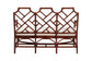 bali & pari Aella Marbled Tortoise Natural Rattan Loveseat Bench with Cushion - Handcrafted Boho Style Settee with Open Back and Curved Arms for Living Room, Entryway or Sunroom