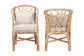bali & pari Prisca Natural Rattan 2-Piece Dining Chair Set with Bubble Frame - Handwoven Wicker Accent Chair with Round Back and Removable Cushions for Kitchen or Dining Room