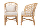 bali & pari Prisca Natural Rattan 2-Piece Dining Chair Set with Bubble Frame - Handwoven Wicker Accent Chair with Round Back and Removable Cushions for Kitchen or Dining Room