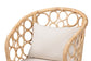 bali & pari Prisca Natural Rattan 2-Piece Dining Chair Set with Bubble Frame - Handwoven Wicker Accent Chair with Round Back and Removable Cushions for Kitchen or Dining Room