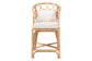 bali & pari Prisca Natural Rattan Counter Stool with Bubble Frame - Handwoven Wicker Accent Stool with Round Back and Removable Cushions for Kitchen Island or Lounge