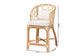bali & pari Prisca Natural Rattan Counter Stool with Bubble Frame - Handwoven Wicker Accent Stool with Round Back and Removable Cushions for Kitchen Island or Lounge