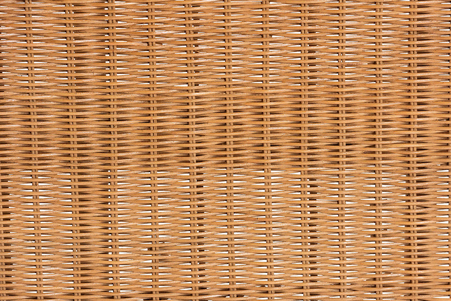 bali & pari Ayala Natural Rattan Accent Bench - Handwoven Wicker Accent Seating with Decorative Apron and Integrated Handles for Living Room, Bedroom, Or Entryway